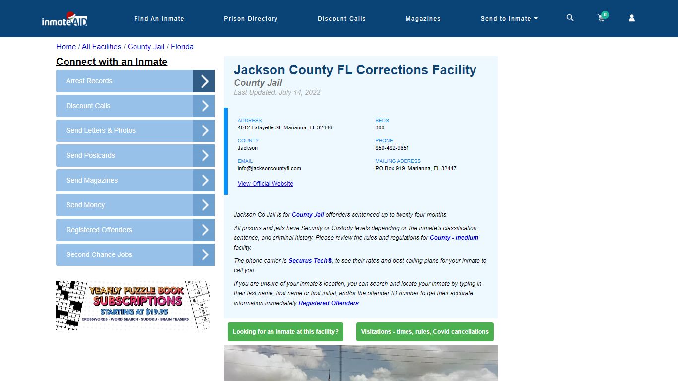 Jackson County FL Corrections Facility - Inmate Locator - Marianna, FL